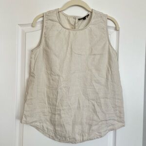 Donna Karan Linen Sleeveless Top Cream White Size XS